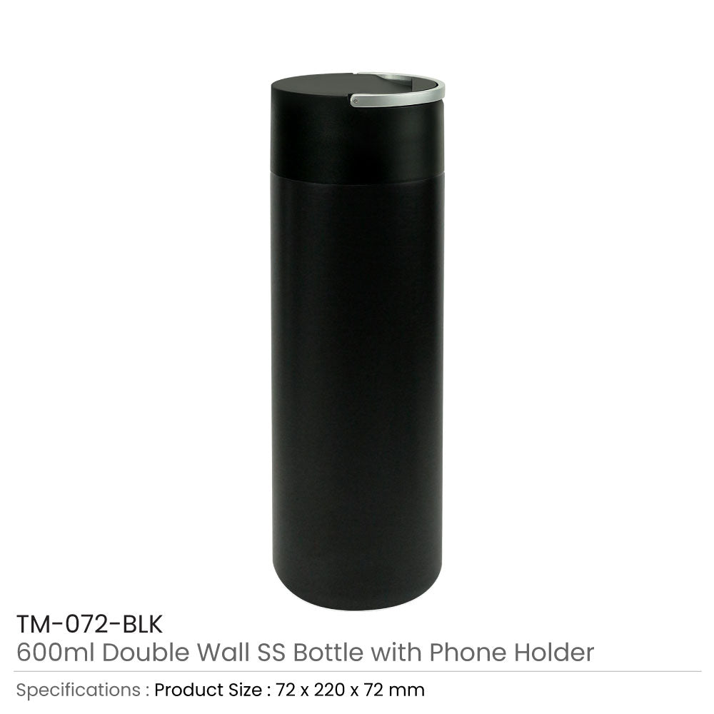 Double Wall SS Bottle, Twist-off Lid with Phone Holder 600 ml