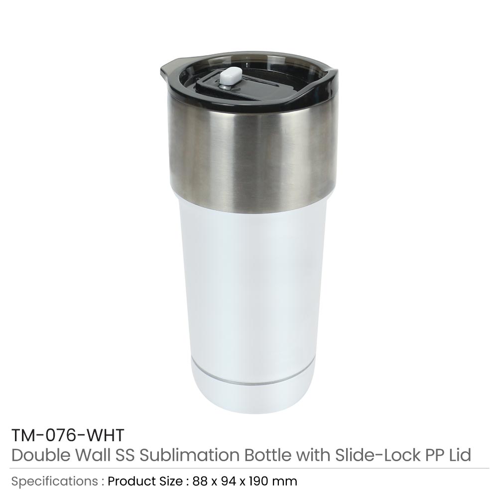 Double Wall SS Tumblers with Slide-Lock PP Lid 591ml