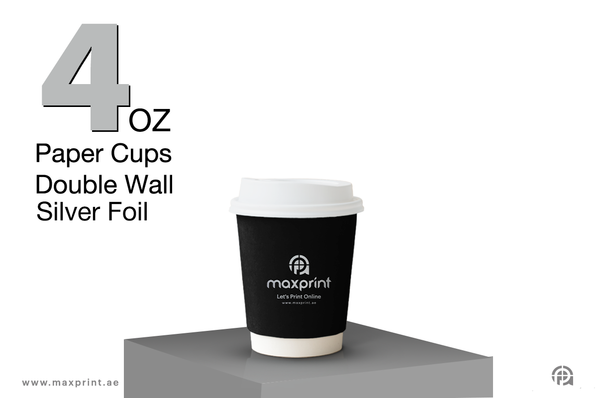 2000 Paper Cups Double Wall 4oz Printing + Silver Foil