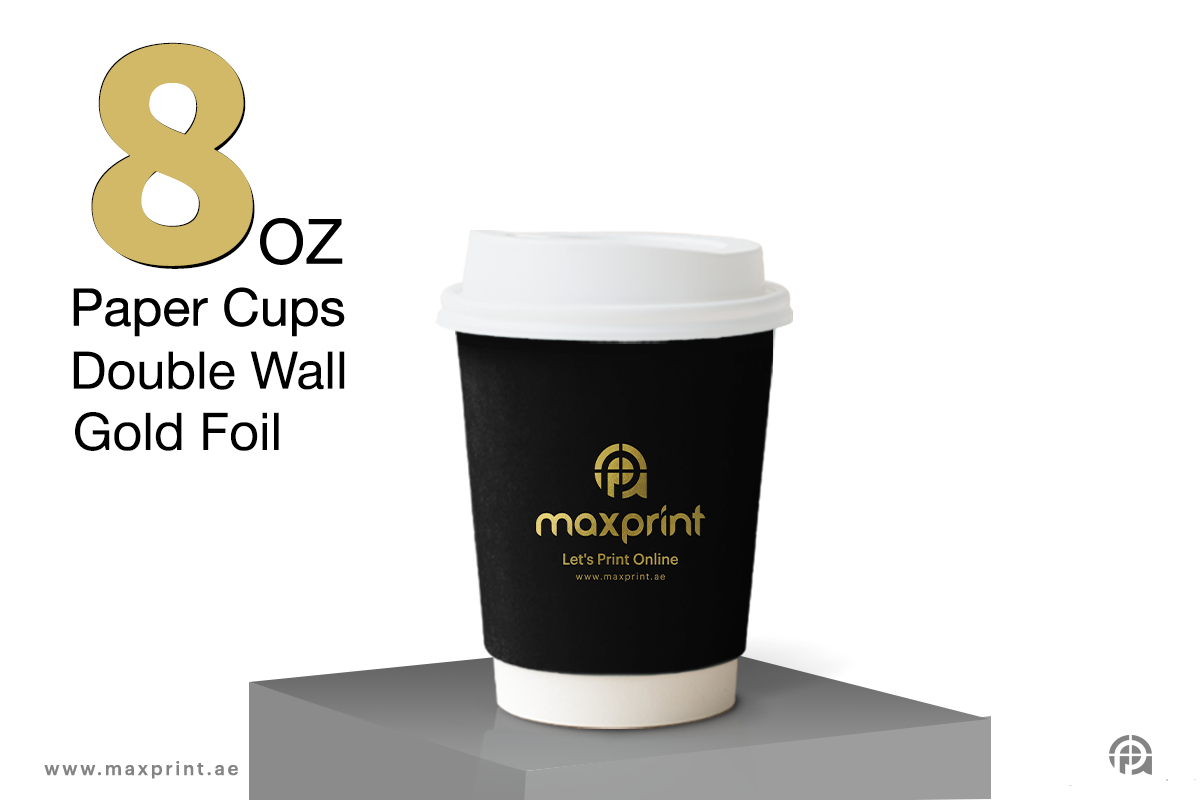 5000 Paper Cups Double Wall 8oz  Printing + Gold Foil