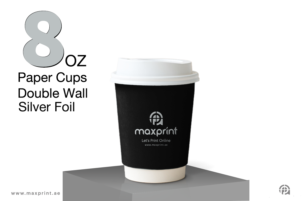 5000 Paper Cups Double Wall 8oz  Printing + Silver Foil