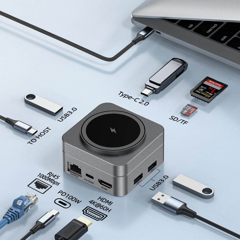 10N1 Hubmax — Gunmetal 10-in-1 High-Capacity Charging Station
