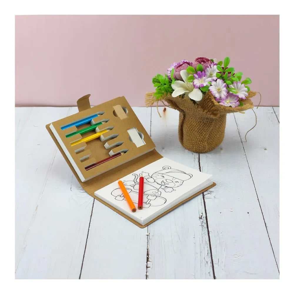 50 Eco-Friendly Drawing Pad Set with Colored Pencils, Sharpener & Eraser