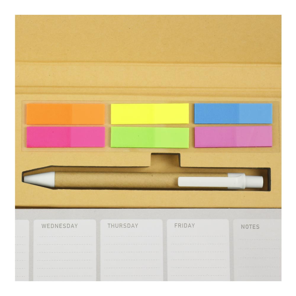 50 Eco-Friendly Weekly Planner Kit with Pen, Clip, Sticky Notes