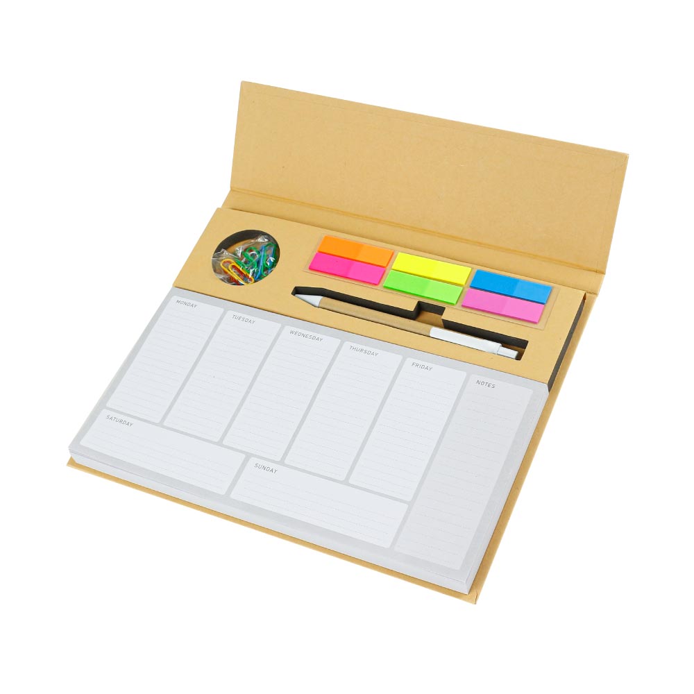 50 Eco-Friendly Weekly Planner Kit with Pen, Clip, Sticky Notes