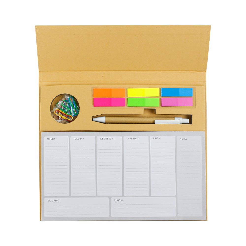 50 Eco-Friendly Weekly Planner Kit with Pen, Clip, Sticky Notes
