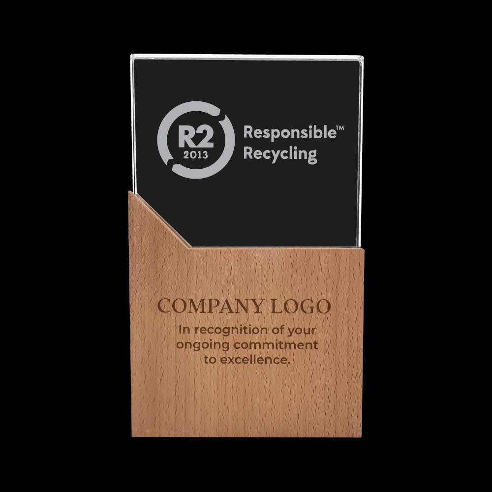 Rectangle Shaped Wood and Crystal Awards with Box