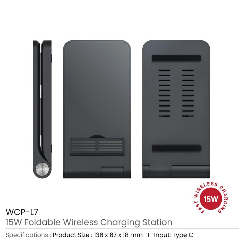 60 Foldable Wireless Charging Station 15W & Light-up Logo