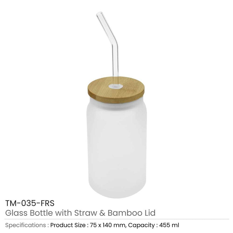 24 Glass Bottle with Straw and Bamboo Lid