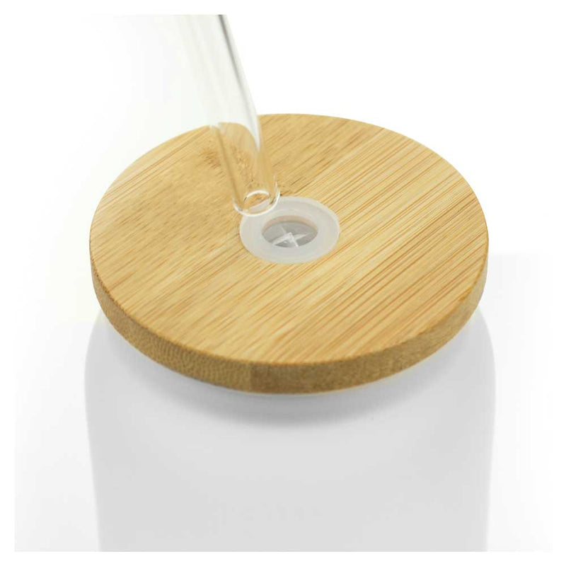 24 Glass Bottle with Straw and Bamboo Lid