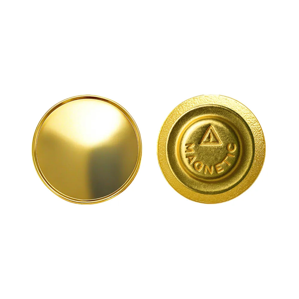 Gold Round Metal Badges with Magnet Attachment