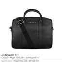 10 High Volt Slim Leather Briefcase, Zipper, 3 Compartments