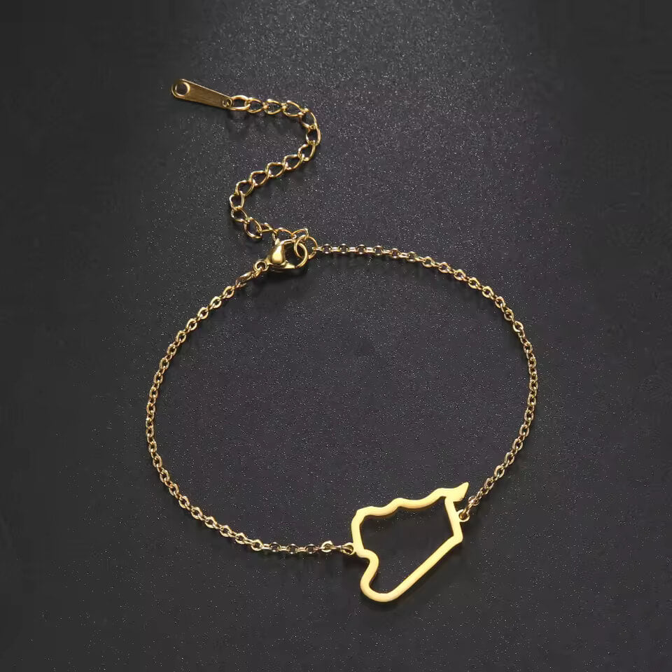 Hollow Syria Map Bracelet Stainless Steel Rose Gold Color Bracelet for Friend Memorial Gift