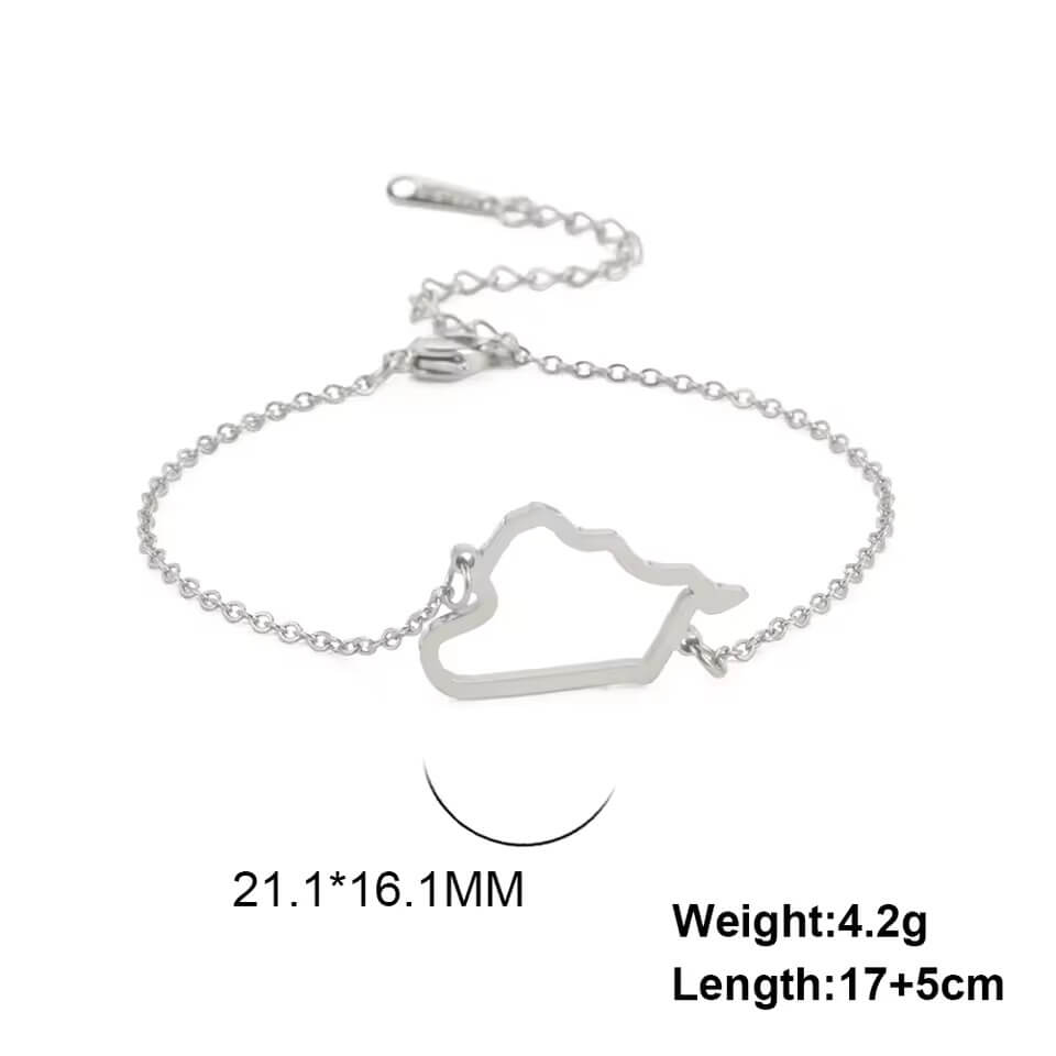 Hollow Syria Map Bracelet Stainless Steel Rose Gold Color Bracelet for Friend Memorial Gift