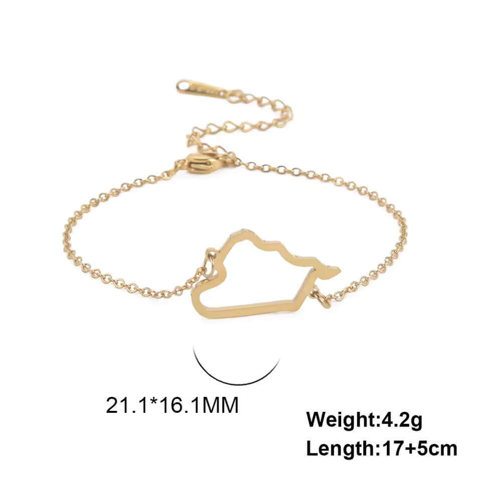 Hollow Syria Map Bracelet Stainless Steel Rose Gold Color Bracelet for Friend Memorial Gift