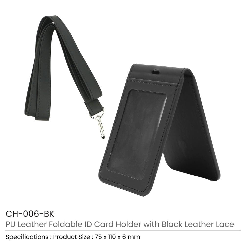 50 PU Leather Foldable ID Card Holder with Lace & Hook