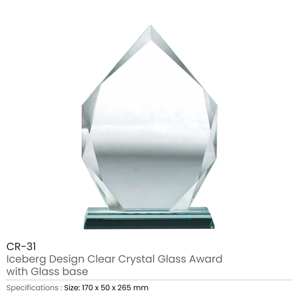 Iceberg Design Crystal Awards with Glass Base