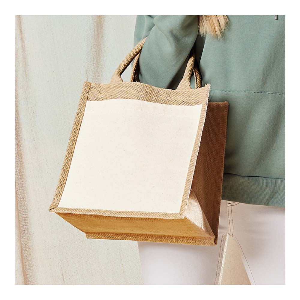 Eco-Friendly Jute Bags with Front Cotton Pocket & Button Closure