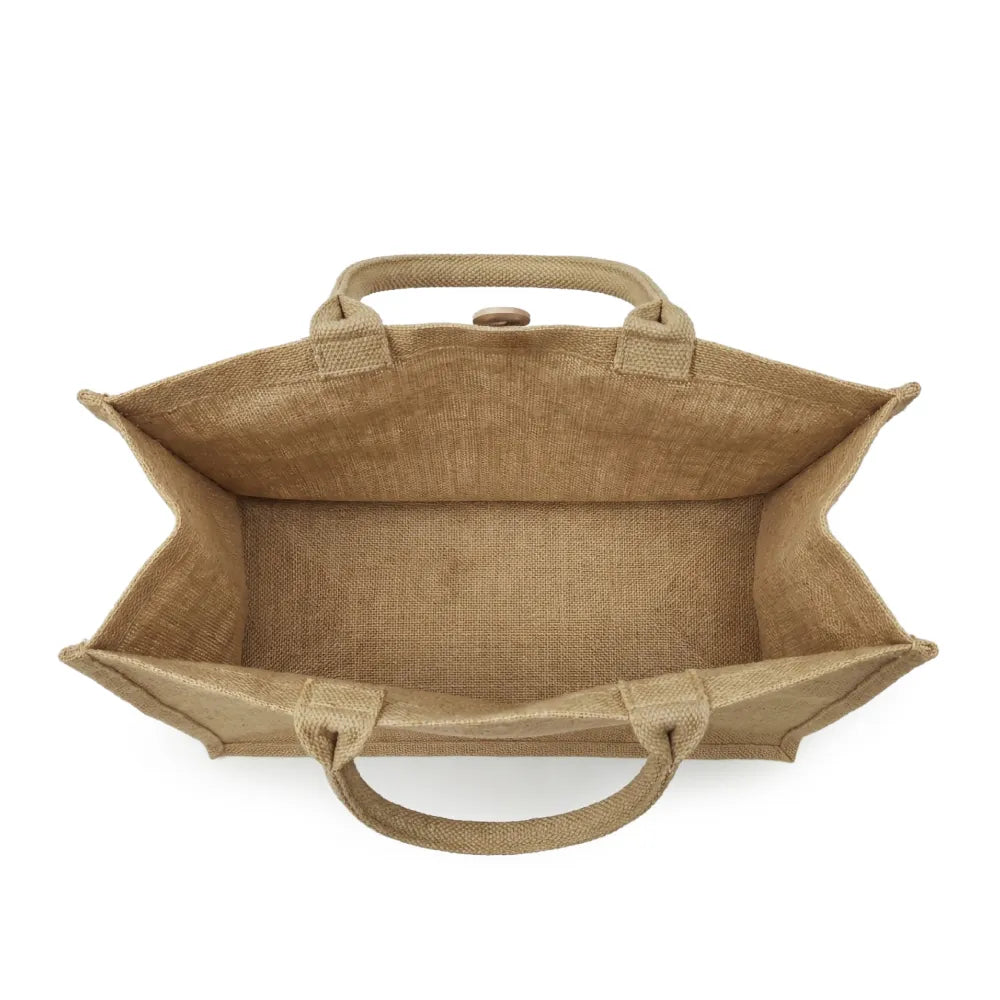 Reusable Jute Shopping Bags with Button Closure