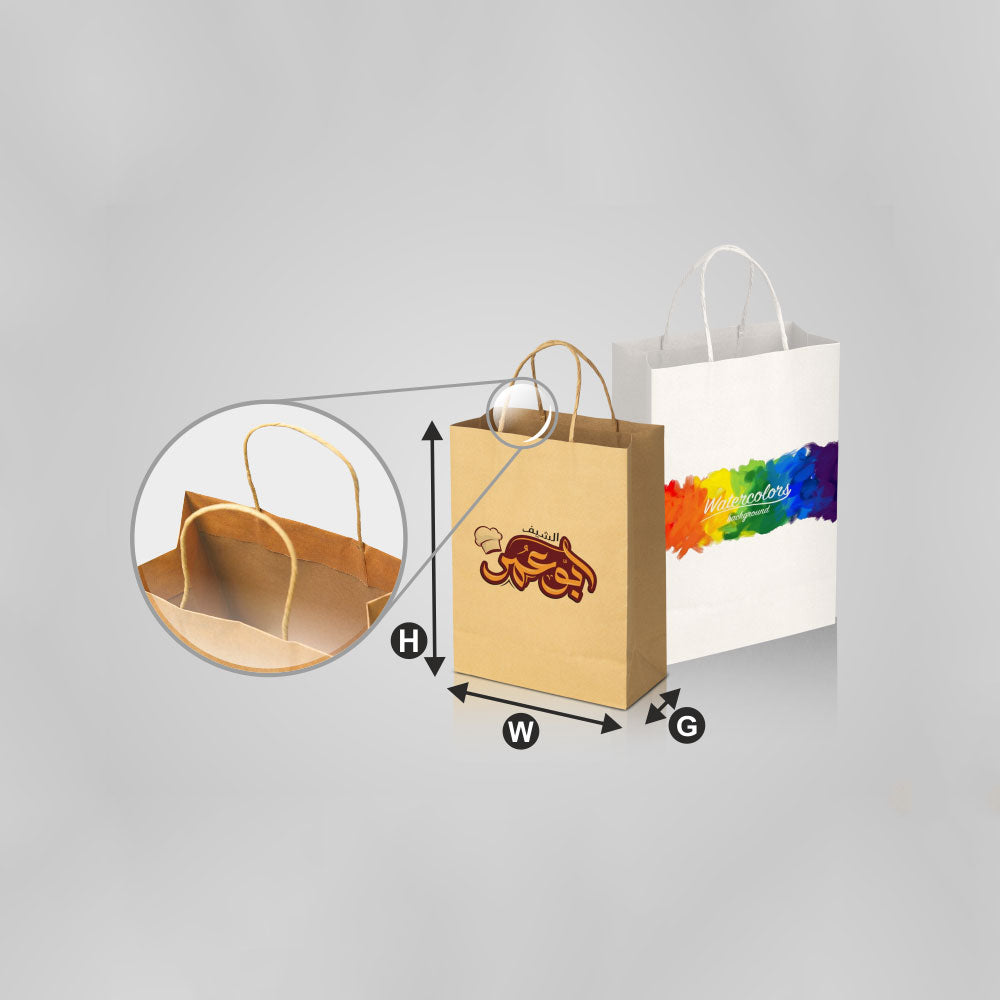 2000 Kraft Shopping Bag (White) Top Fold, W32.5 x H34.5 x D17 cm, 100 GSM