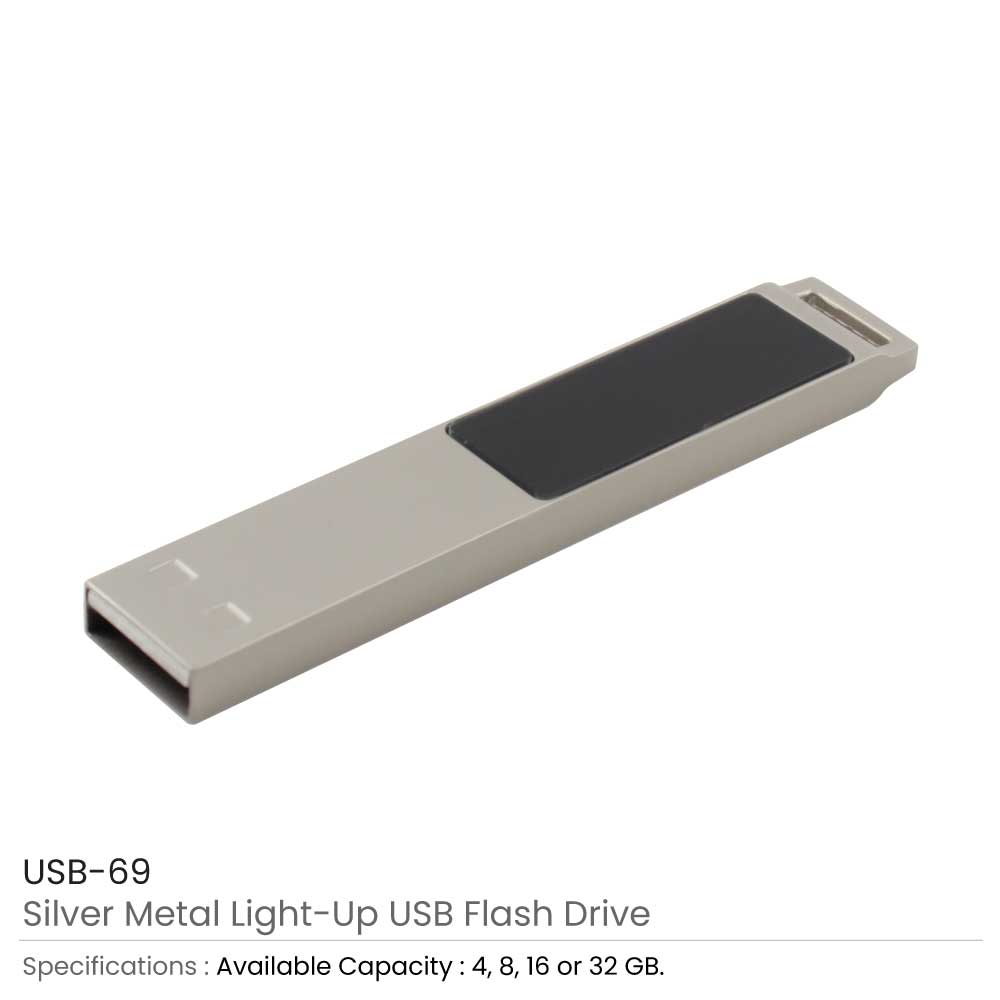 Light-Up Silver Metal 16GB USB