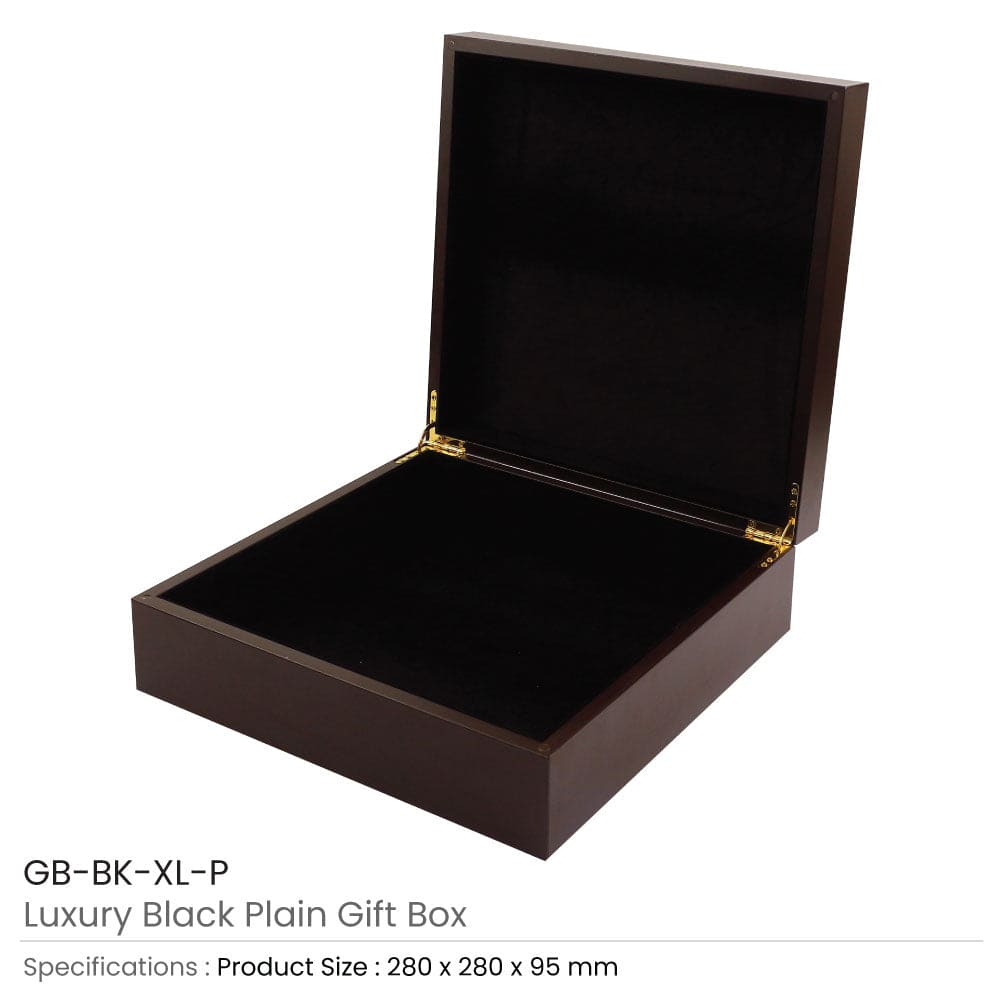 50 Luxury Black Plain Wooden Gift Box Size XL
