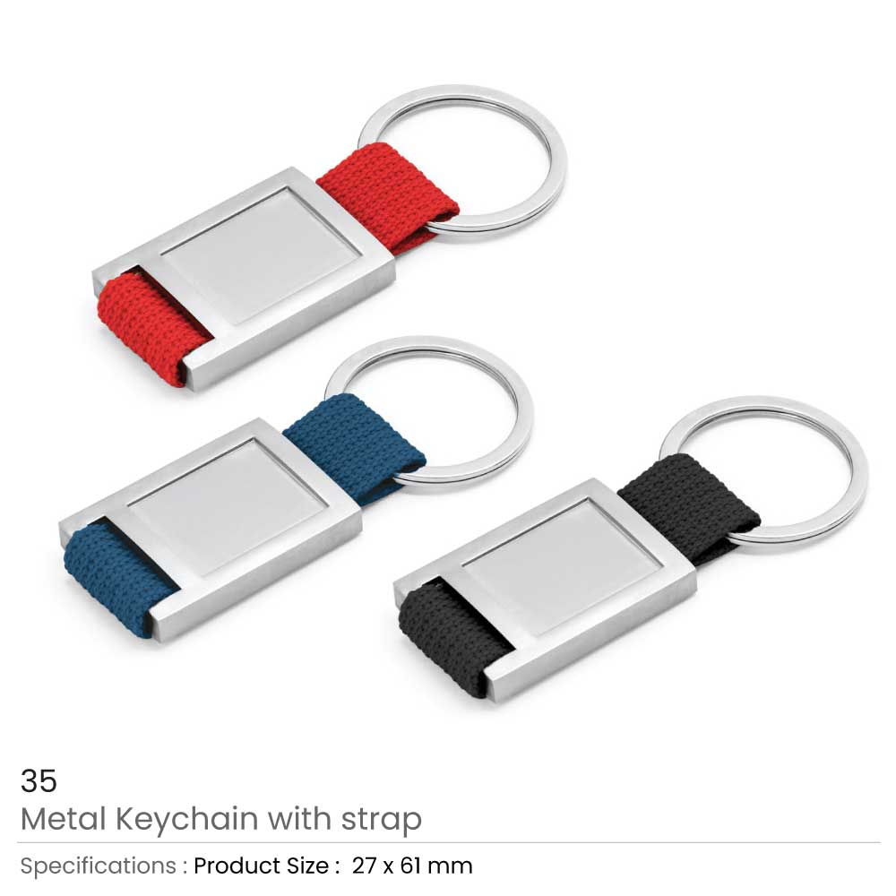 Metal Keychain with Strap - product view