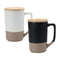 24 Two-toned Ceramic Mugs with Clay Bottom, Bamboo Lid