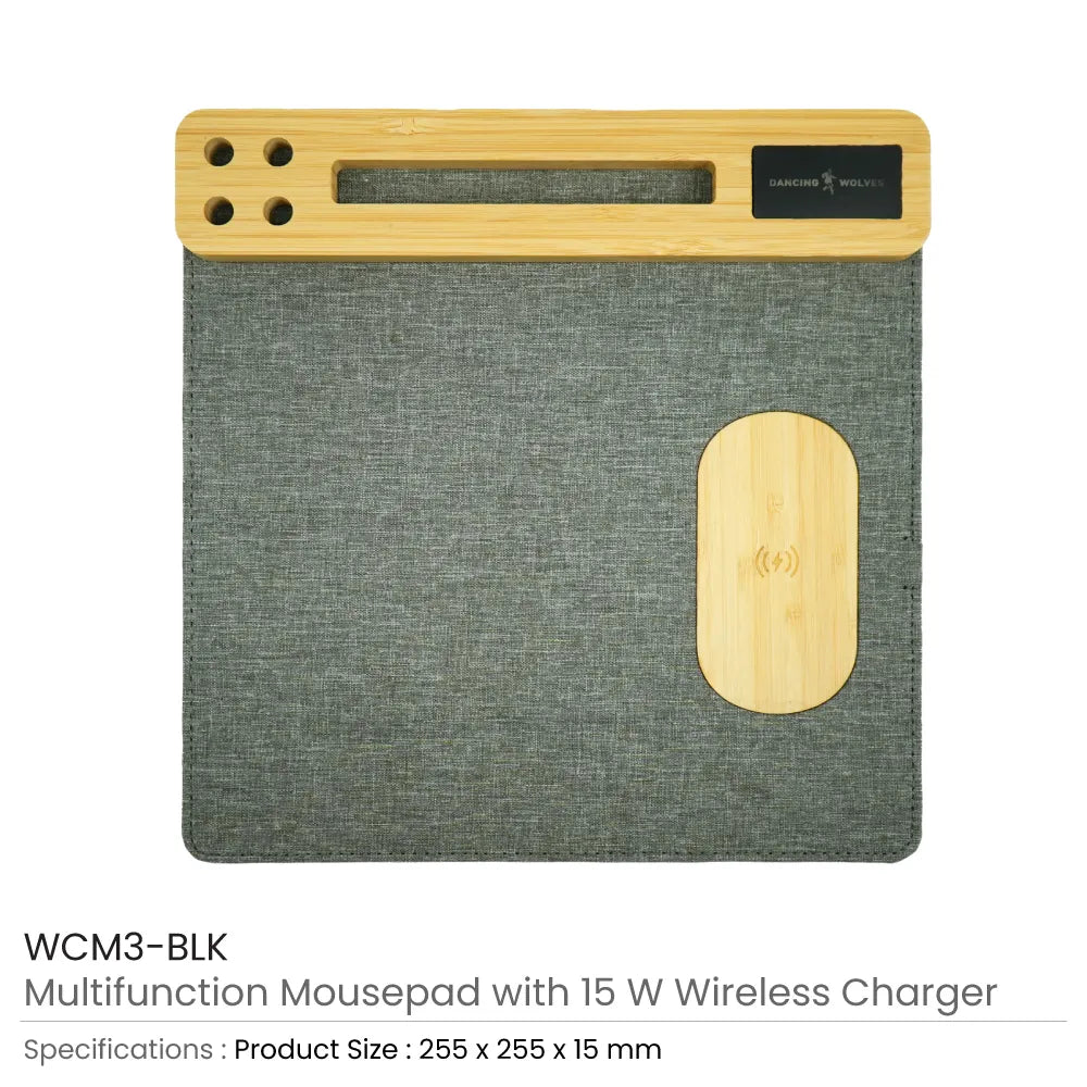 Multi-Function Mousepad, 15W Fast Wireless Charger & LED Logo