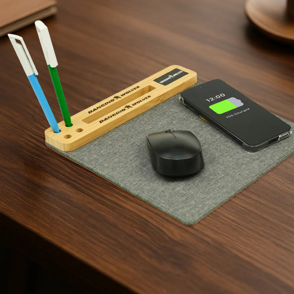 Multi-Function Mousepad, 15W Fast Wireless Charger & LED Logo
