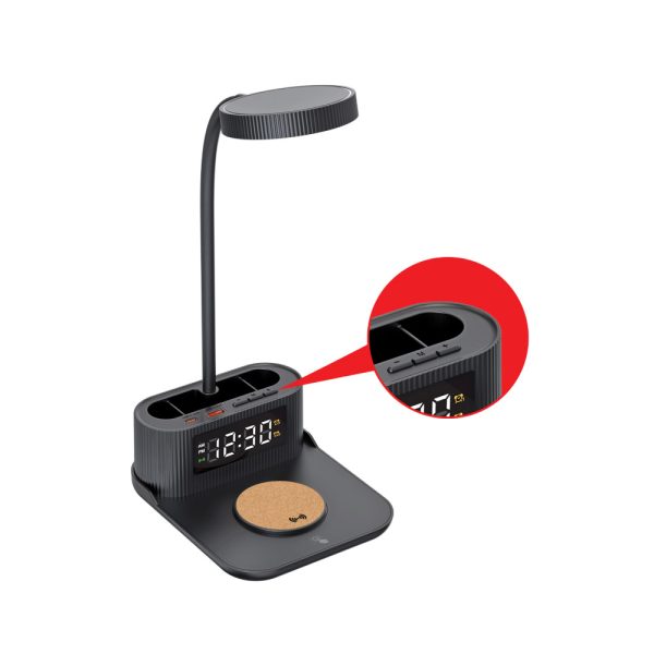 50 Desk Lamp with 15W Wireless Charger, Clock and Pen Holder