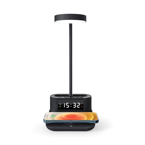 50 Desk Lamp with 15W Wireless Charger, Clock and Pen Holder