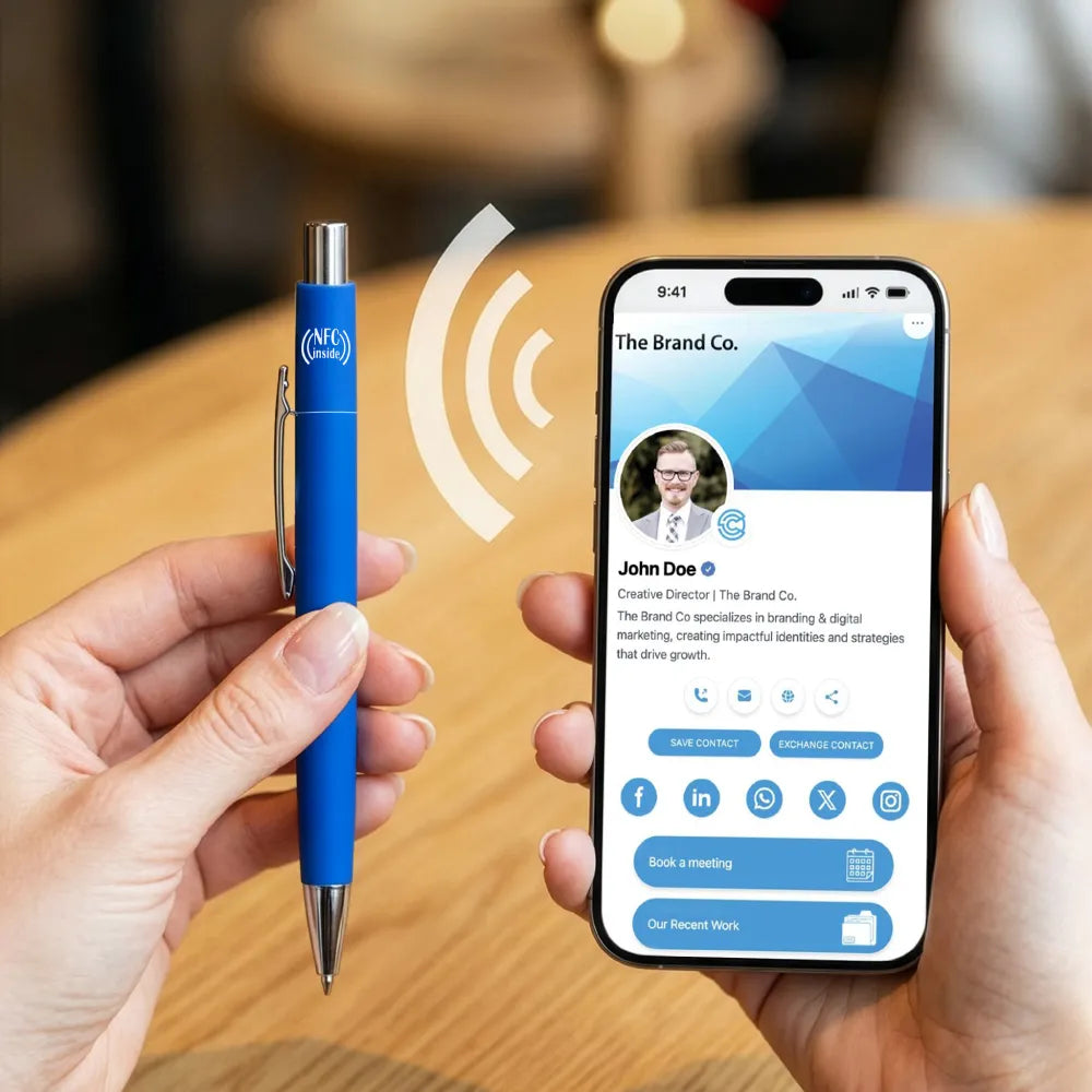 قلم ذكي NFC — لمسة وحدة لمشاركة موقعك وجهات الاتصال والسوشال ميديا