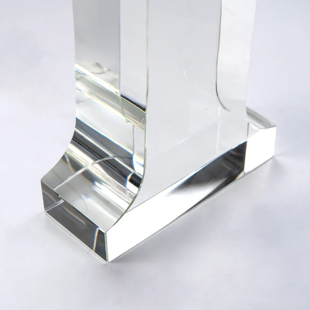Crystal Glass Trophy in Number One Shape with Gold Lock Closure Box