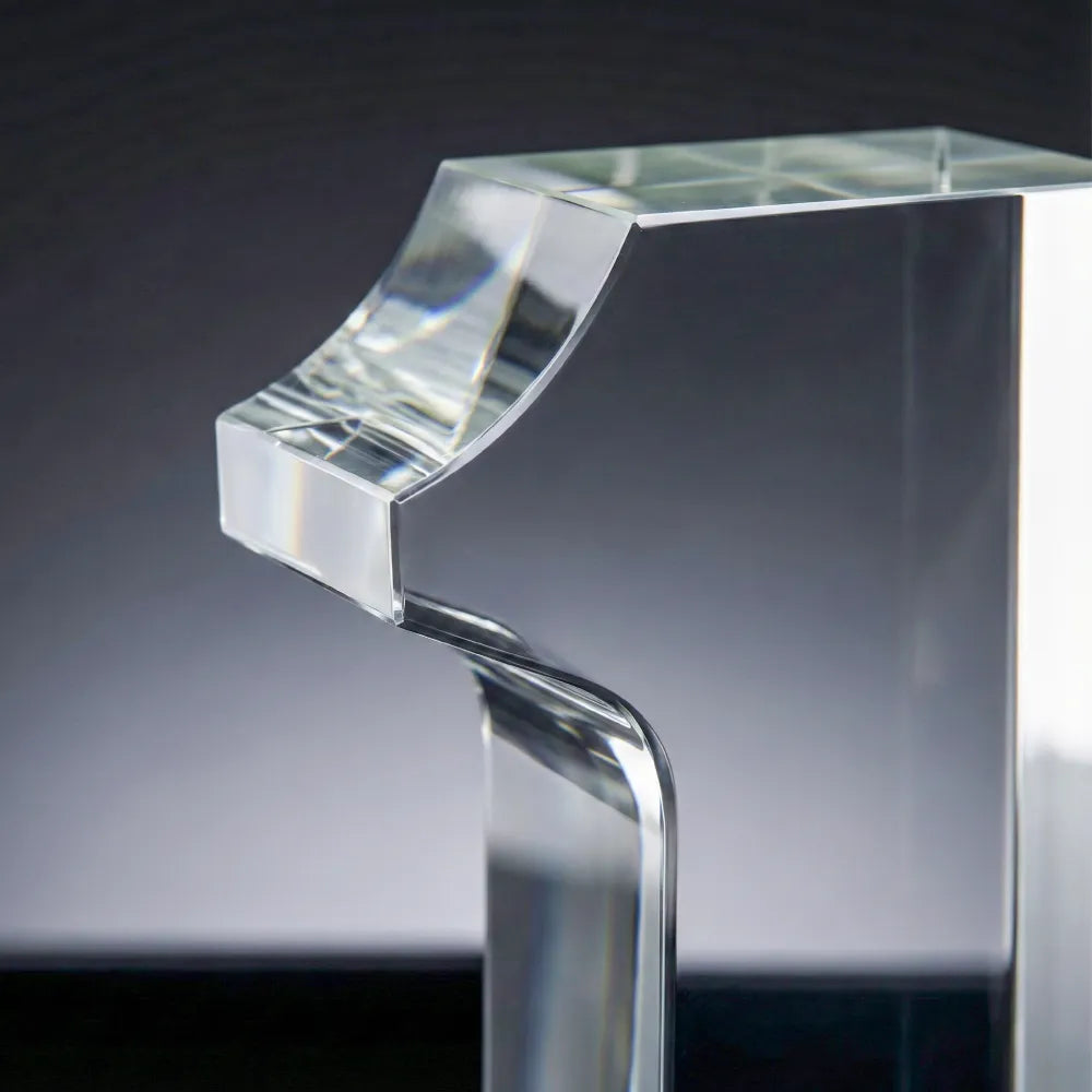 Crystal Glass Trophy in Number One Shape with Gold Lock Closure Box