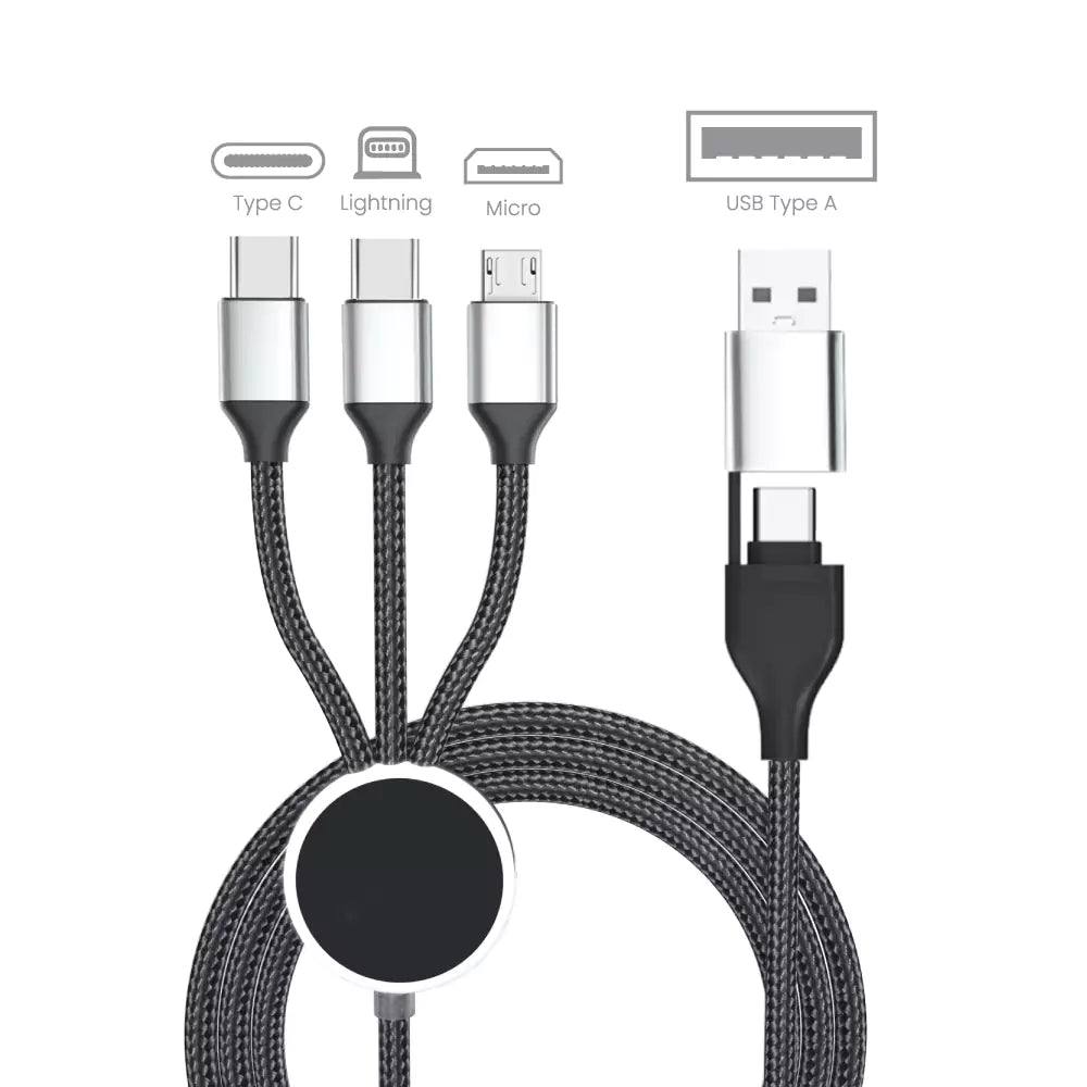 3-in-1 Multi Charging long cable 105cm with Light Up logo design