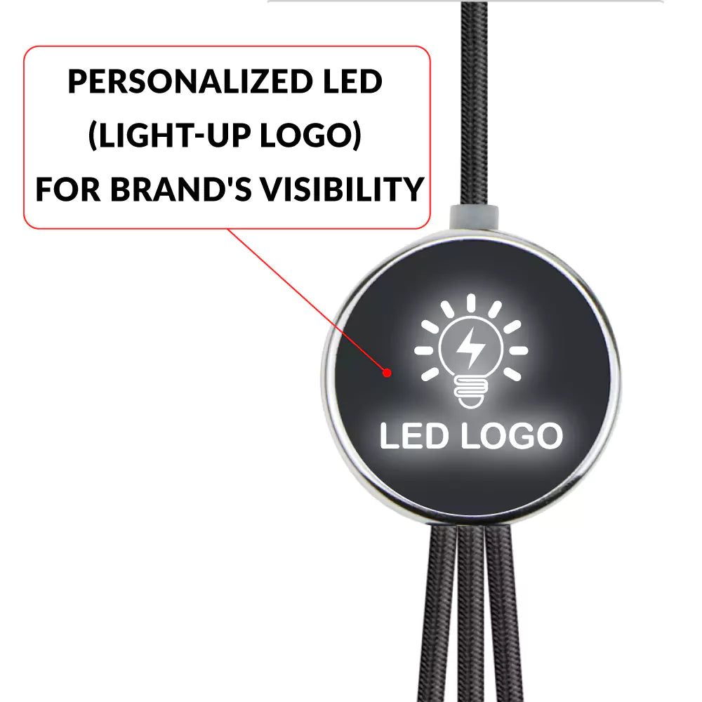3-in-1 Multi Charging long cable 105cm with Light Up logo design