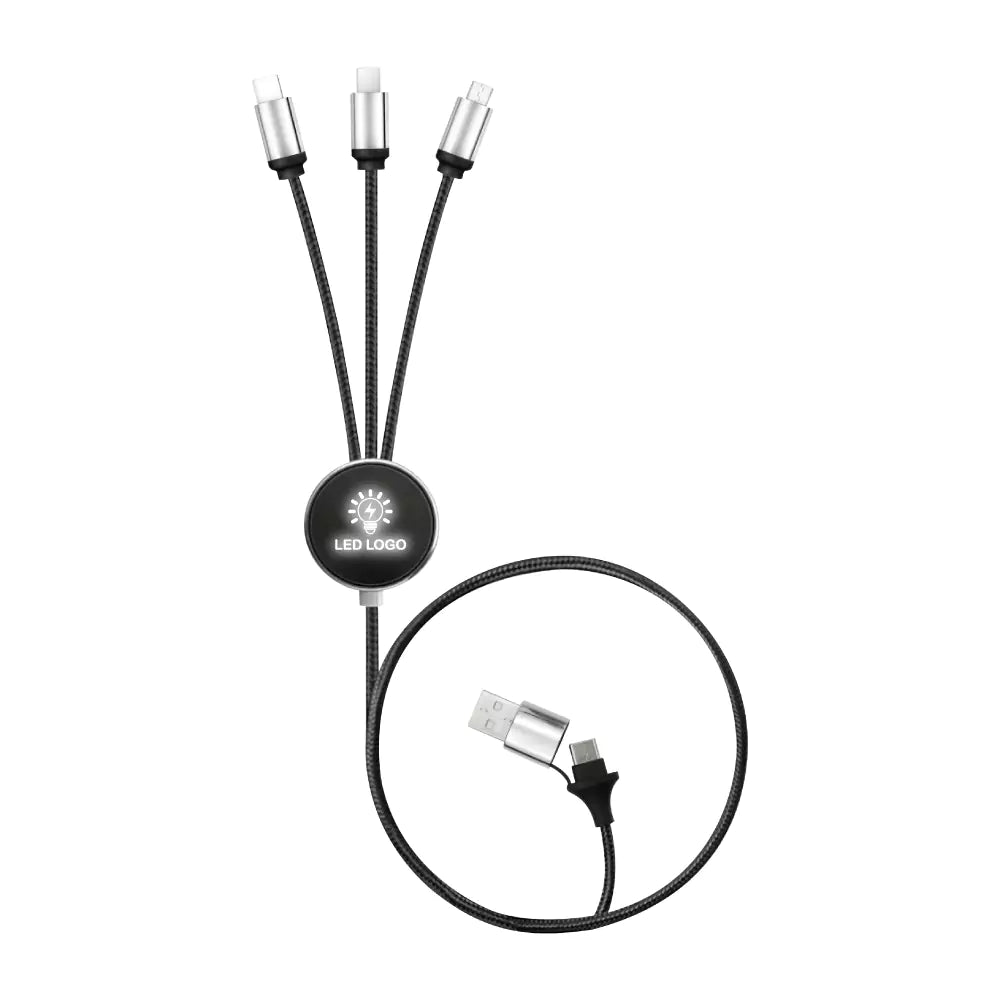 3-in-1 Multi Charging long cable 105cm with Light Up logo design