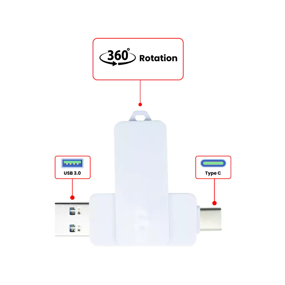 OTG White Swivel USB 64GB V. 3.0 Type C