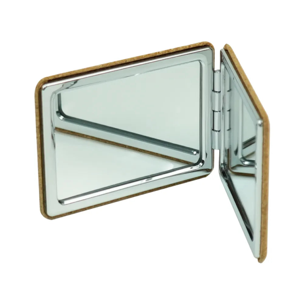 Rectangle Pocket Mirror, Double-Sided Foldable with Cork Finish Cover