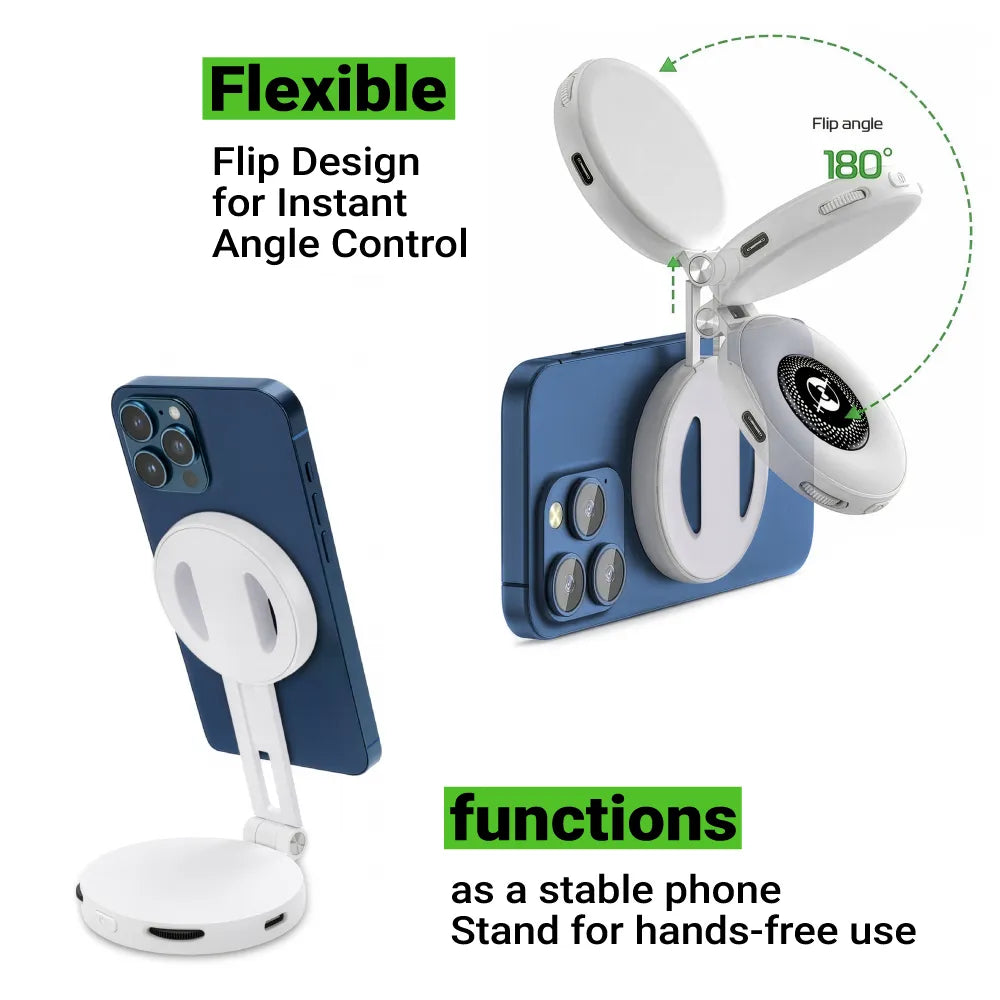 Pocket Selfie Ring Light with MagSafe, Bi-Color LED, 180° Flip Design