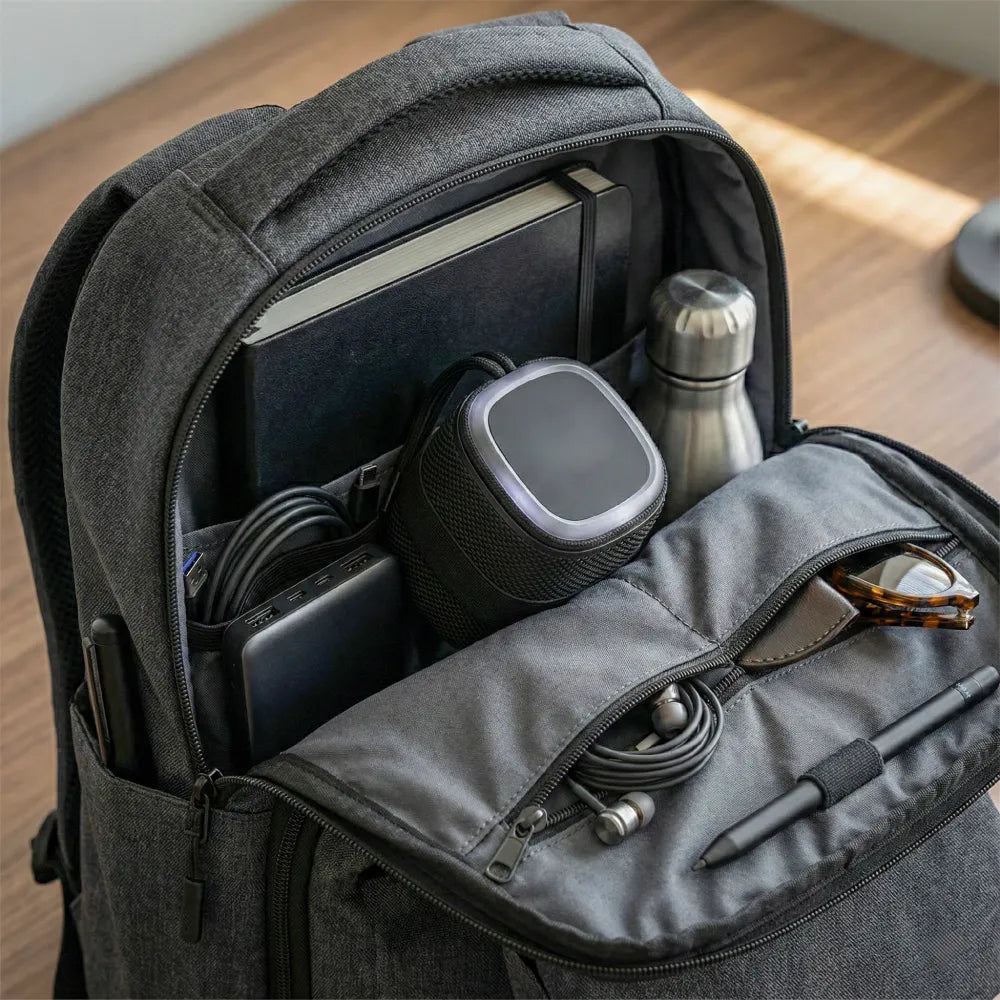 Portable Bluetooth Speaker with Light Up Logo and Lanyard