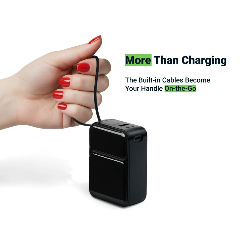 Powerbank with Built-in Type-C & Lightning Cables, 20,000mAh, 45W Fast Charging