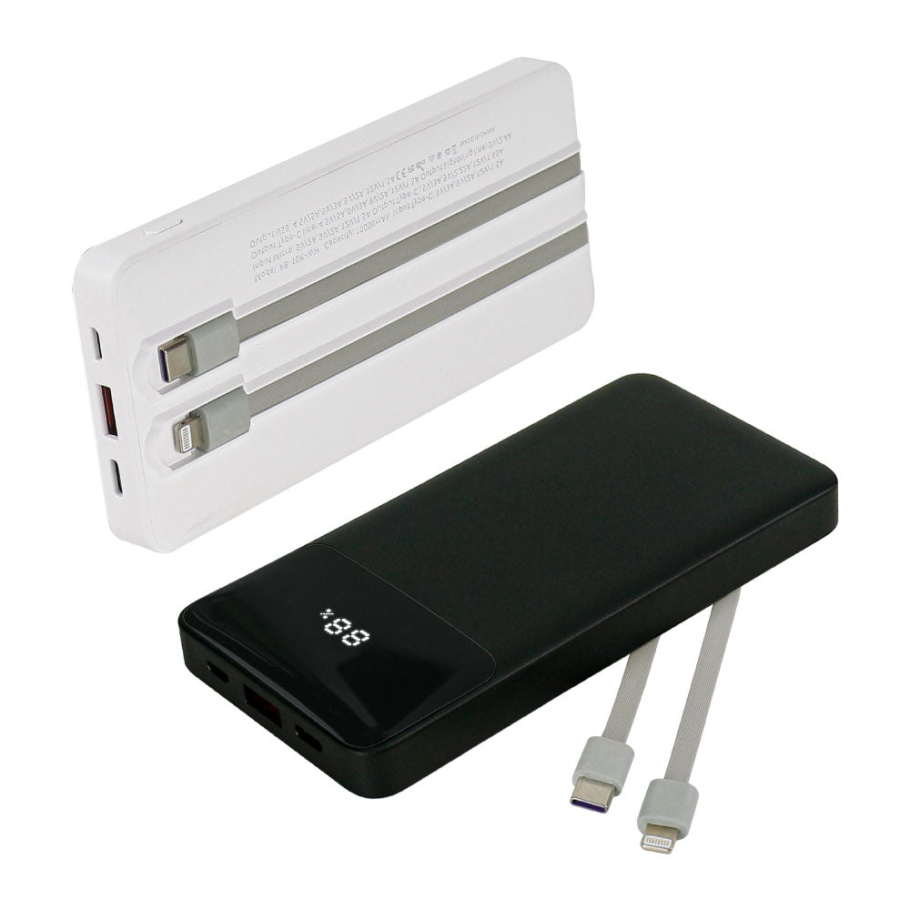 Powerbank with LED Screen 10,000 mAh & Built-in Cables