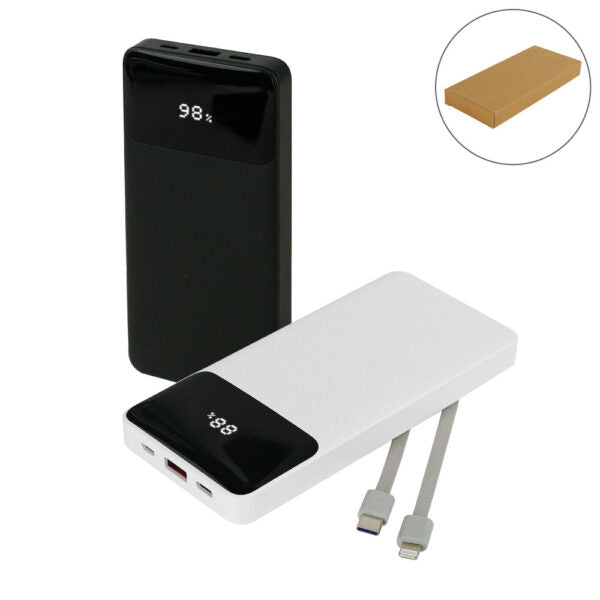 50 Powerbank with LED Screen 10,000 mAh and Built-in Cables
