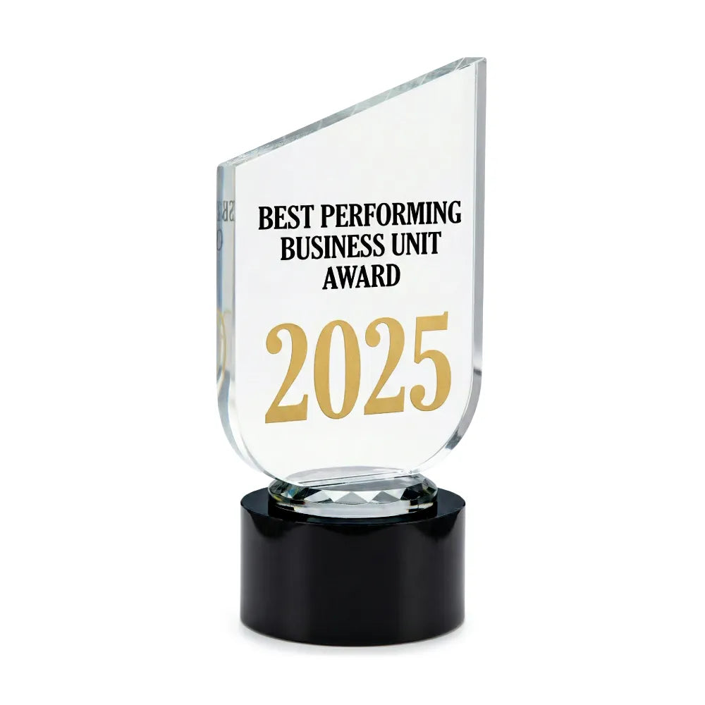 Crystal Trophy with Round Black Base in Premium Fiber Box