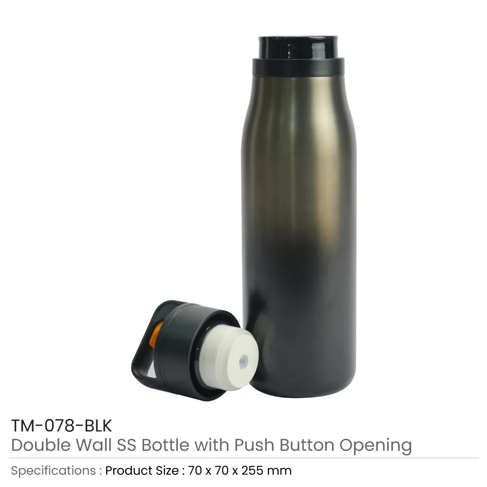 Double Wall SS Bottles with Push Button Opening – 500 ml