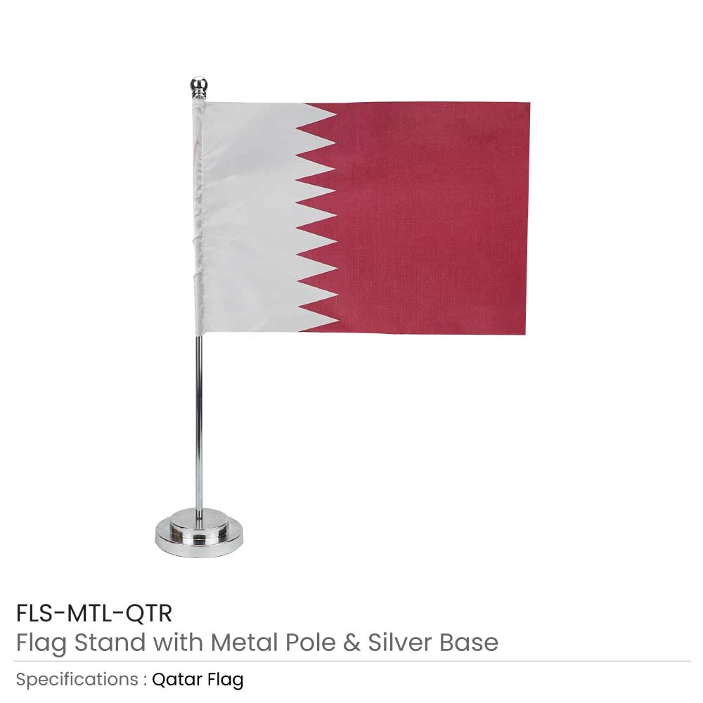 Flag with Metal Pole & Silver Plated Plastic Base