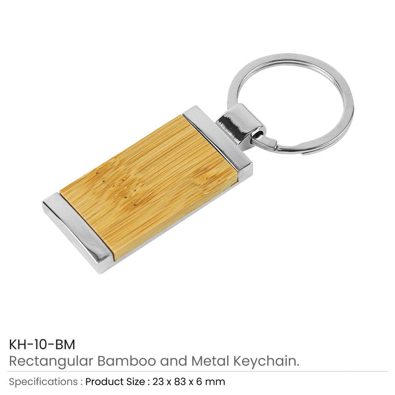 250 Rectangular Bamboo & Metal Keychains