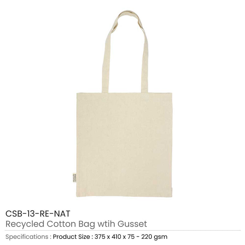 100 Recycled Cotton Bags with Gusset